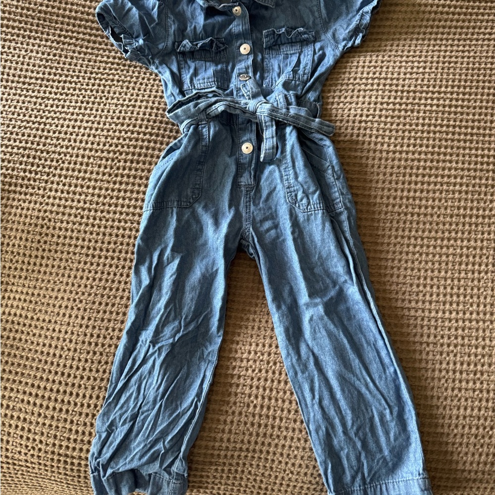 Jessica Simpson Blue Denim Jumpsuit with Elastic Waist
